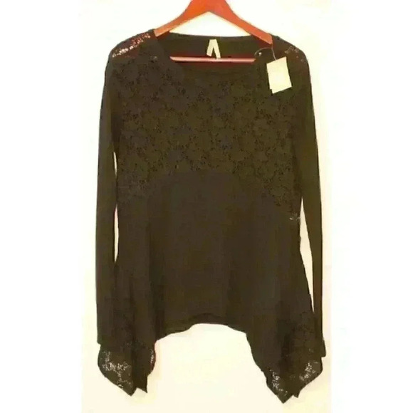 Roper Tops - NWT Roper Black Lace Knit Lagenlook‎ Long Sleeve Lightweight Women's Size Small